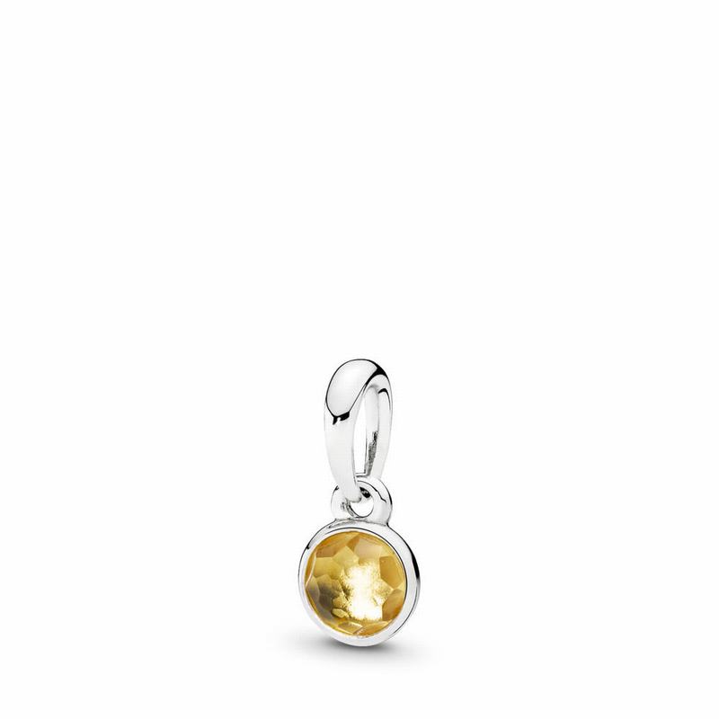 Pandora November Droplet Pendant - Sterling Silver/Yellow/Citrine - Canada | TX8944BG